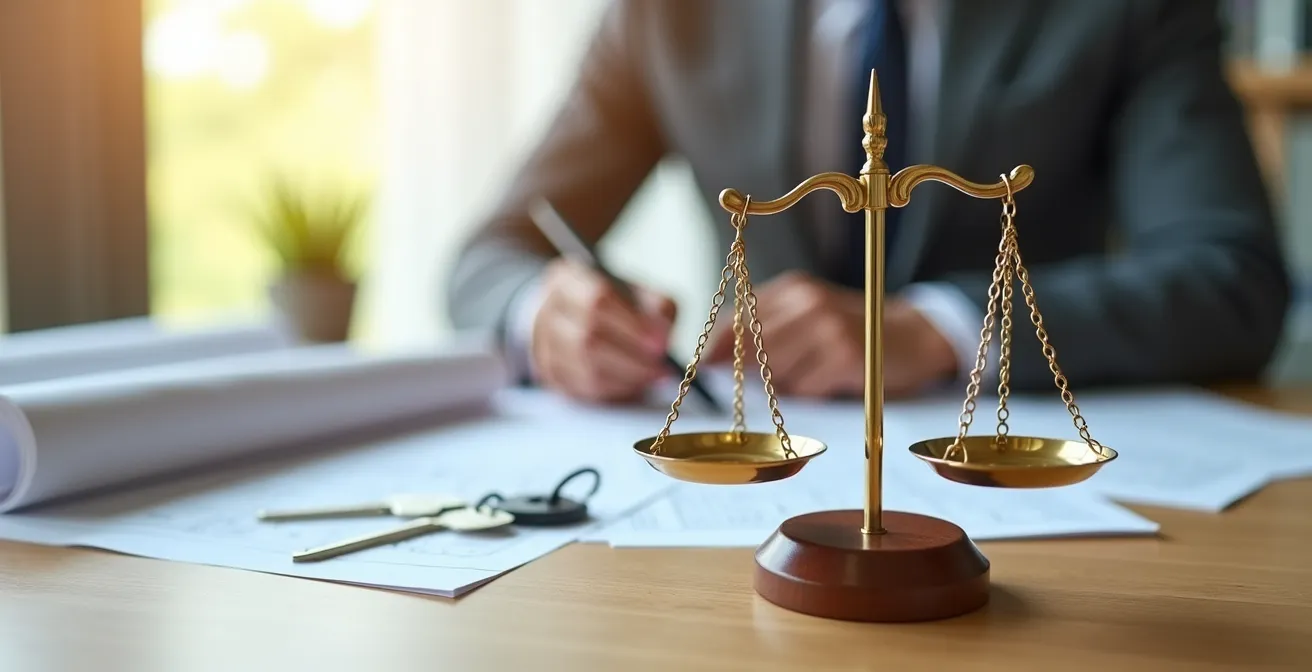 Documents juridiques et contrat immobilier sur bureau